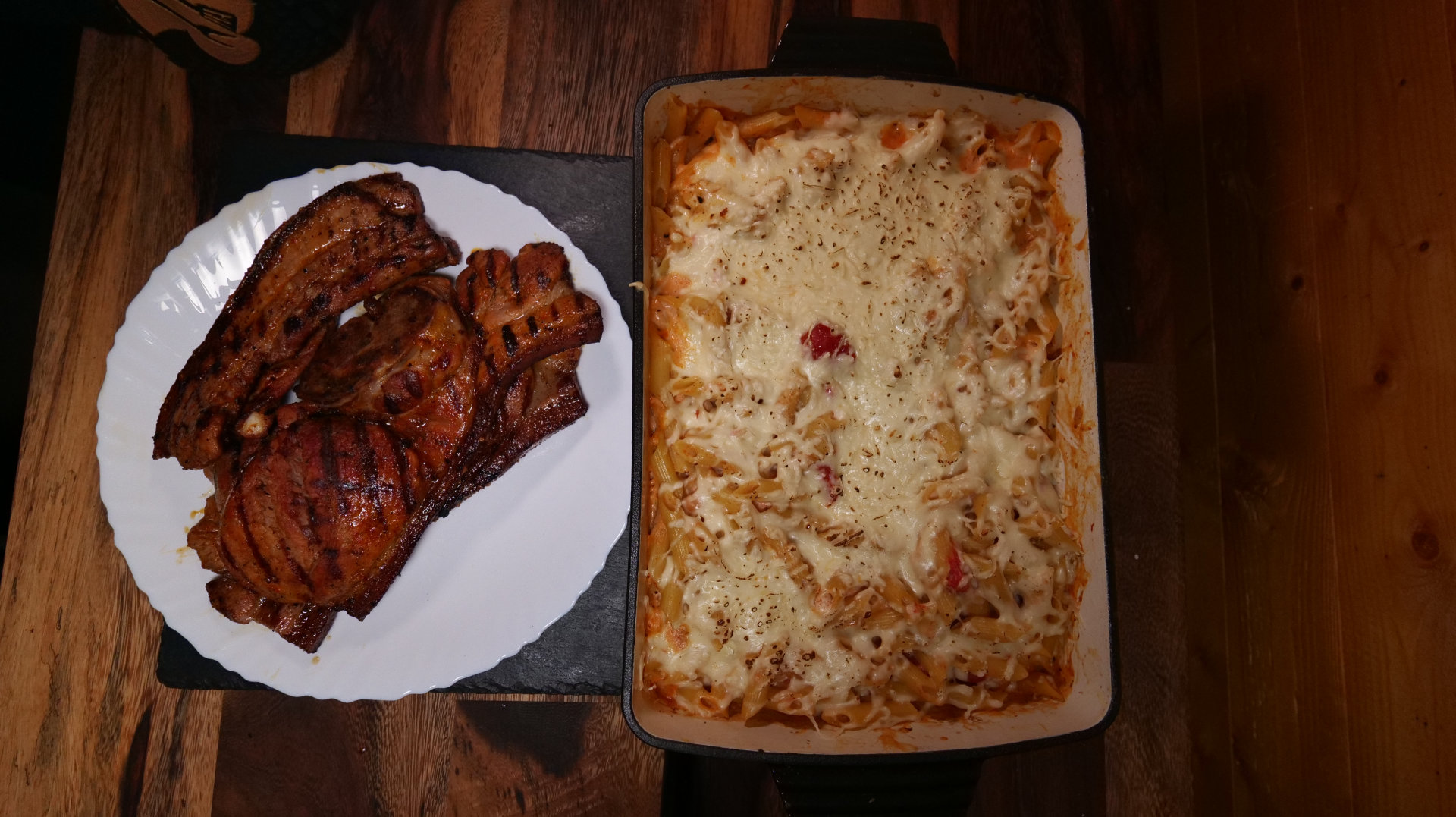 Mac n Cheese Light & Grillfleisch